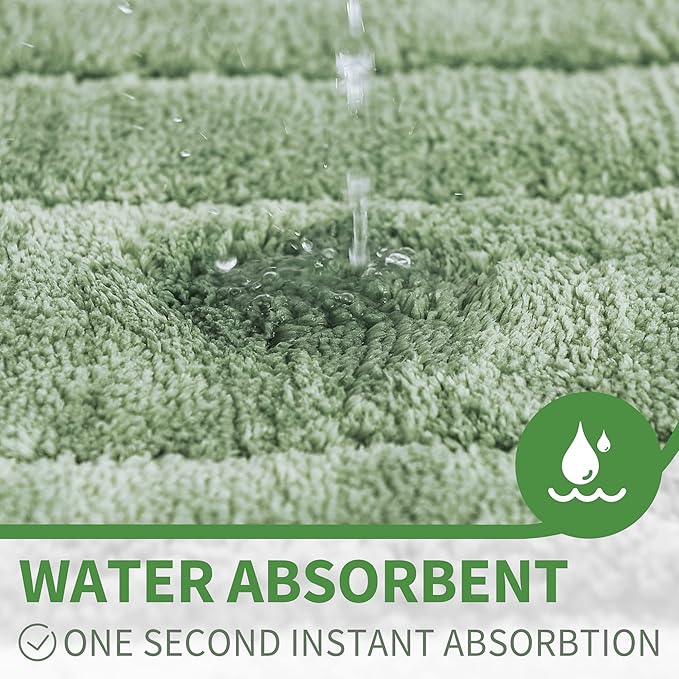 GRANNY SAYS Sage Green Bathroom Rugs Non Slip, 20" x 32", Bathroom Rugs Washable，Bath Rugs for Bath，Bath Mats for Bath Floor, Microfiber Bath Mat for Tub, Absorbent Shower Rug