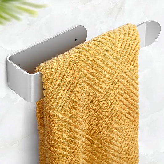 8 Inch Hand Towel Holder, Self Adhesive Towel Bar for Bathroom, Rustproof Aluminum U-Shape Towel Rack Stick on Wall, Brushed Silver