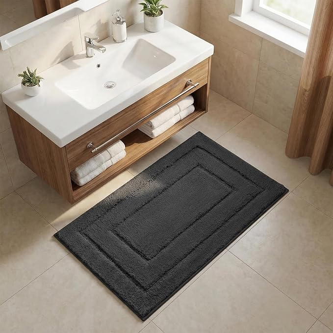 GRANNY SAYS Bathroom Rugs Non Slip, 20" x 32", Bath Rugs for Bathroom Washable, Bath Mats for Floor, Microfiber Bath Mat for Tub, Shower Mat for Floor, Absorbent Shower Rugs Charcoal Gray
