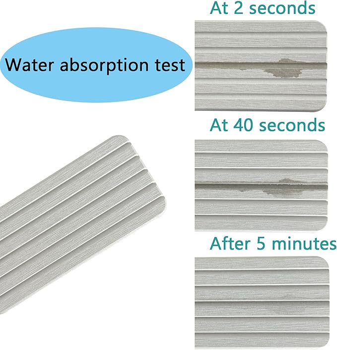 NiuYichee Set of 4 Water Absorbing Stone Trays for Kitchen Sink, Quick-Drying Stone Soap Tray, Diatomite Bathroom Soap Dish, 2pcs 3.15" x 3.15" + 2pcs 7.1" x 3.15", Light Grey