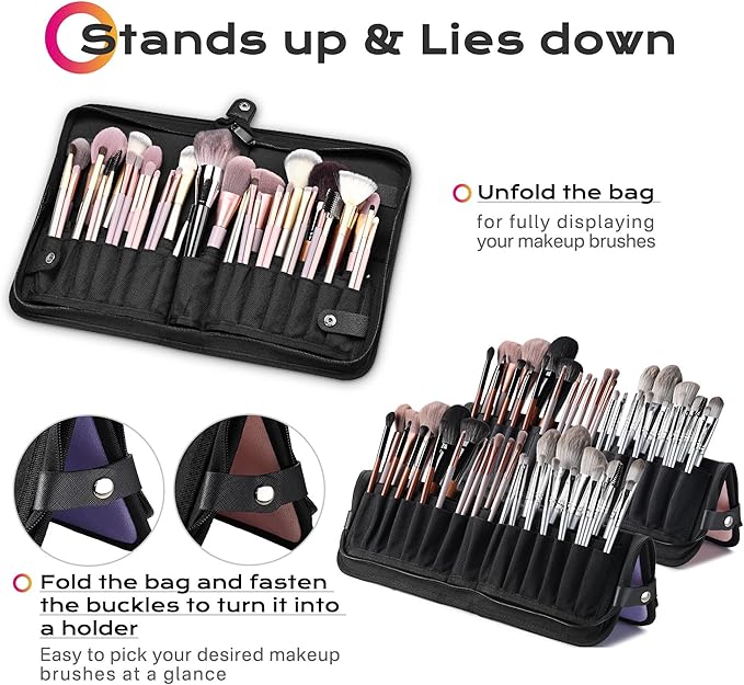 BYOOTIQUE 4in1 Rolling Makeup Case with 2 Foldable Makeup Brush Bags, Professional Cosmetic Train Case for Makeup Artist, Travel & Beauty Salon