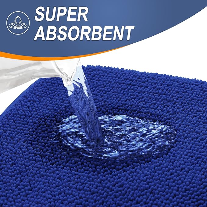OLANLY Thick Memory Foam Bath Mat Rug 36x24, Extra Soft Absorbent Bathroom Rug, Quick Dry Bath Mats, Non-Slip, Machine Washable Carpet for Bathroom, Tub and Shower, Home Decor Accessories, Royal Blue