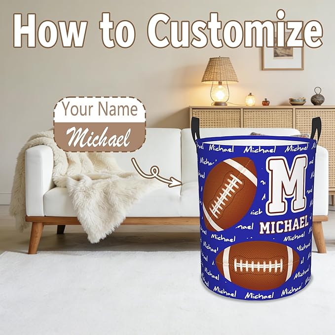 Custom Name Laundry Basket, Personalized Collapsible Laundry Hamper with Name for Bathroom Bedrooms, Customized Dirty Clothes Hamper Storage Basket Gifts for Kids Boys Girls Baby Men Women