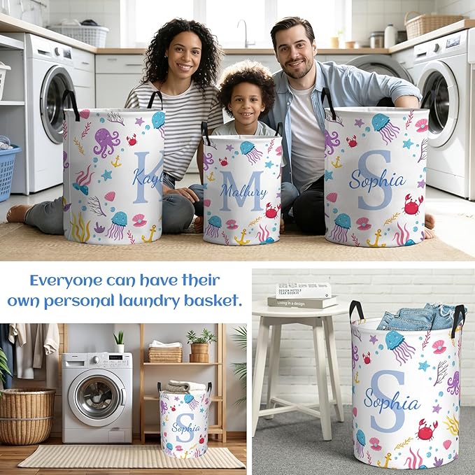 Personalized Laundry Hamper with name, Custom Laundry Hamper with Name, Customized Name Laundry Basket, Customizable laundry name basket with Handles Gifts for Men Women