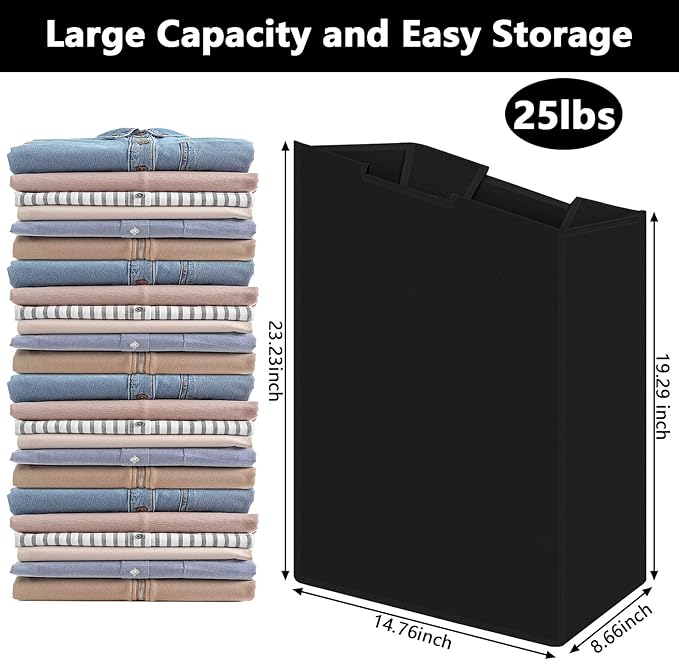 Windyun 3 Pcs Hypotenuse Laundry Sorter Replacement Bags Hamper Cart Removable Replacement Bags Laundry Storage Organizer Bag Hamper Liner, No Hooks 14.76 x 8.66 x 23.23/19.29" (Black,Beige,Gray)