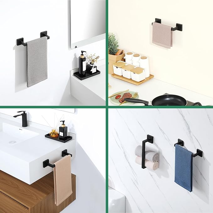 Alise Towel Bar for Bathroom,10'' Towel Holder Towel Racks for Bathroom Wall Mount,SUS304 Stainless Steel Towel Rail Towel Hanger for Wall,Matte Black