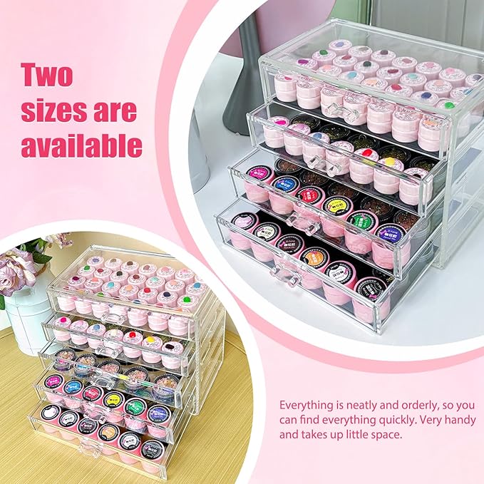 4 Tier Nail Art Decoration Storage Box，Acrylic Make Up&Jewelry Organizer with Drawers, Cosmetic Storage for Dresser Countertop and Bathroom，Transparent Acrylic Nail Art Jewelry Accessories