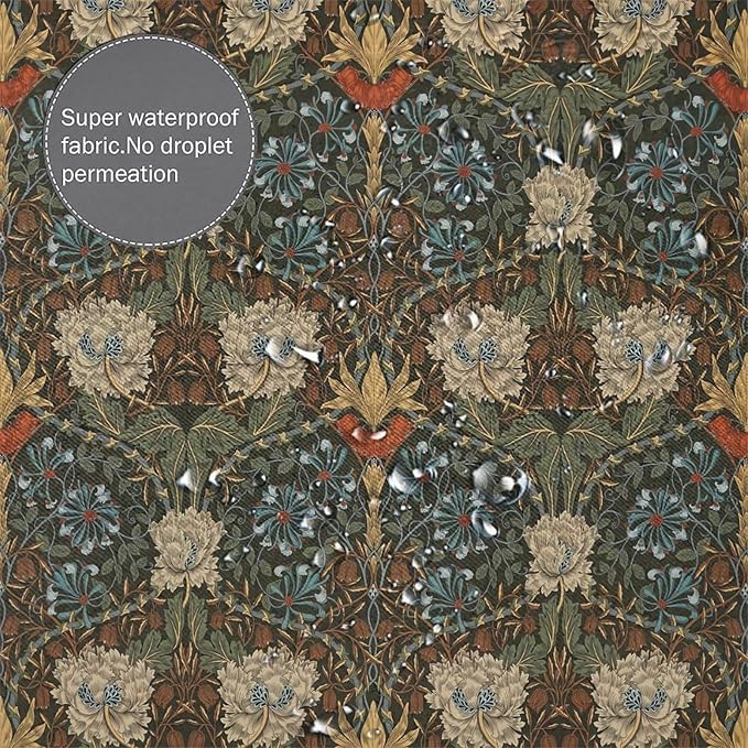 Retro Flower Shower Curtains William Morris Vintage Country Boho Flower Art Print Shower Curtains 66""×72"" Inch, Style-1