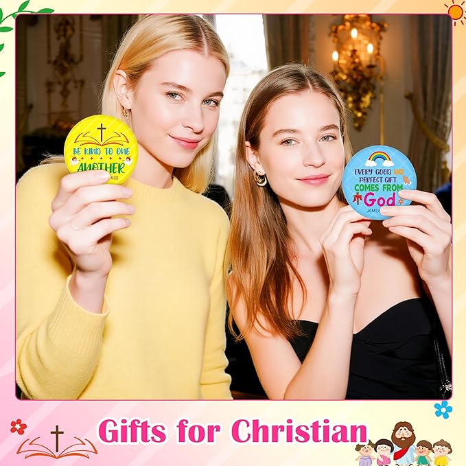 Y1tvei Cute Compact Mirror Bulk - 36Pcs Colorful Bible Verse Inspirational Quote Gift Mini Portable Round Pocket Makeup Mirror for Women Teen Purse Wallet Religious Faith Christian Church Party Favors