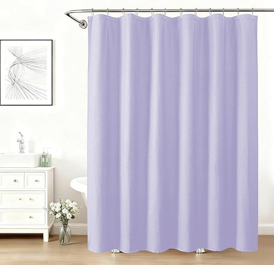 Aiyufeng Light Purple Shower Curtains for Bathroom，Dot Like Embossed Textured Waterproof Soft Polyester Cloth Shower Curtain，Hotel Spa Machine Washable，72Wx72L