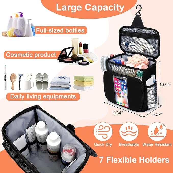 Dorm Room Essentials for Guys, Quick Dry Mesh Shower Caddy, Travel Toiletry Bag for Men and Women, Travel Cruise Ship Camping Essentials, Large Makeup Organizer for Full-Sized Toiletries Gifts for Men
