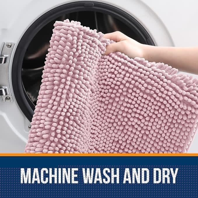 OLANLY Bathroom Rugs 36x24, Extra Soft Absorbent Chenille Bath Rugs, Rubber Backing Quick Dry, Machine Washable Bath Mats for Bathroom Floor, Tub and Shower, Home Decor Accessories, Dusty Rose