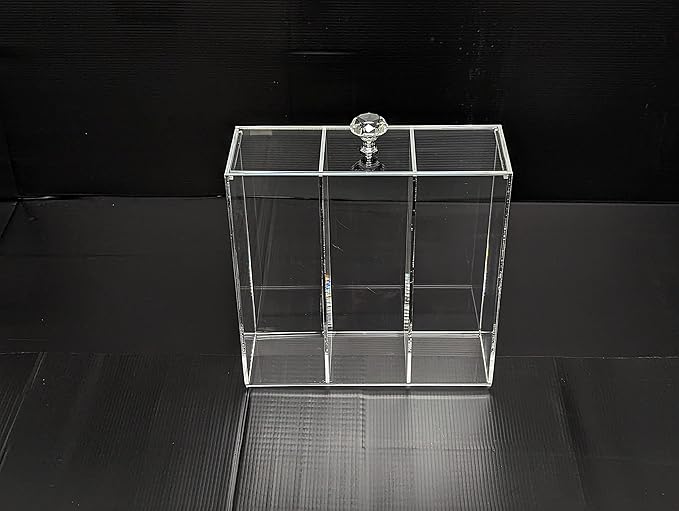 GlamoureBox Brush Holder Storage Case 3 Compartment Clear Acrylic A3
