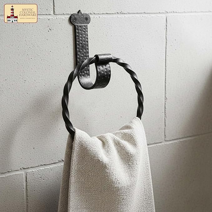 Mystic Colonial Cast Iron Towel Bar Rustic Wall Mounted Metal Rack for Bathroom, Kitchen, or Entryway � Black Heavy-Duty Towel Holder (7.3"", Victorian Wall Mounted)