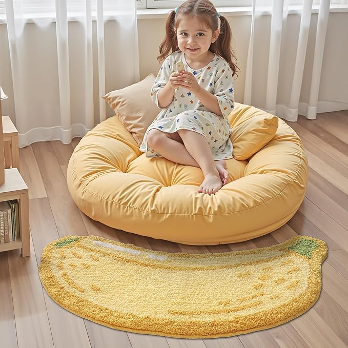 LUMI Cute Bathroom Rugs, Funny Fruit Runner Rug, Soft Plush Fluffy Bath Mat, Absorbent, Non-Slip for Bathroom, Kitchen Sink, Bedroom, Kid's Bedroom, and Living Room, 18.5"x39.5", Banana