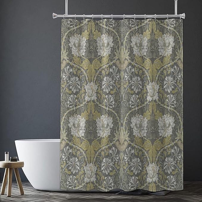 Retro Flower Shower Curtains William Morris Vintage Country Boho Flower Art Print Shower Curtains 72""×78"" Inch, Style-4