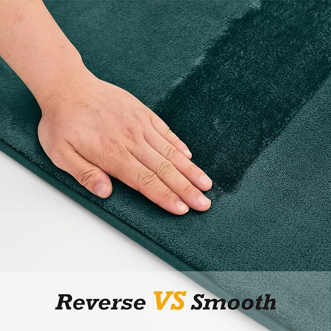 HUXMEYSON Bathroom Rugs Sets 2 Piece, Non-Slip & Quick Dry Bath Mat Set, Ultra Soft Velvet Bath Rugs for Bathroom, Toilet and Shower Floor, Peacock Blue