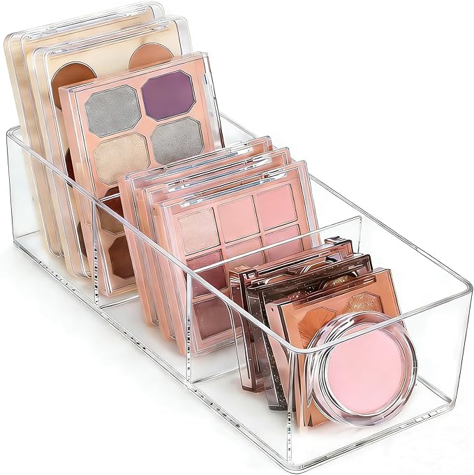 Acrylic Makeup Organizer: Drawer Organizer for Bathroom - Stackable Cosmetic Display Cases for Vanity Countertop and Makeup Storage Containers (3-Compartment)