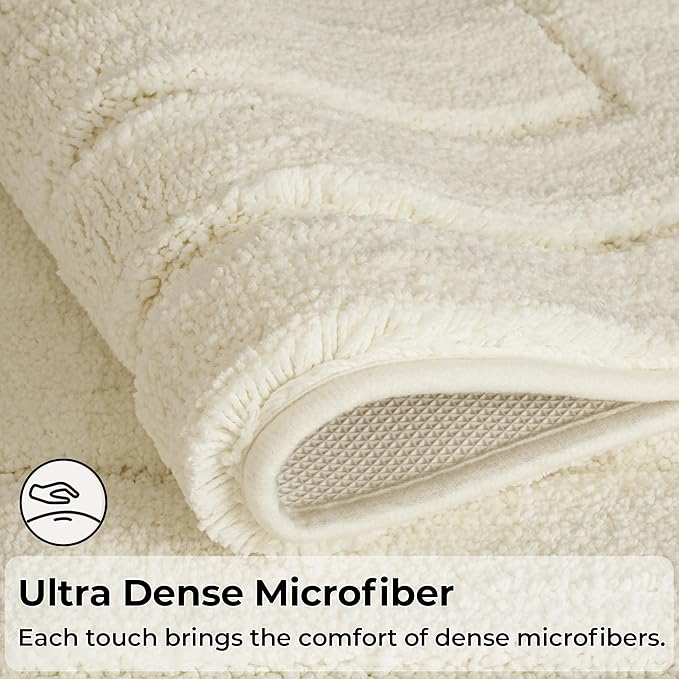 GRANNY SAYS Bathroom Rugs Non Slip, 24" x 48", Bath Rugs for Bathroom Washable, Bath Mats for Floor, Microfiber Bath Mat for Tub, Absorbent Bath Rugs for Shower Room, Ivory