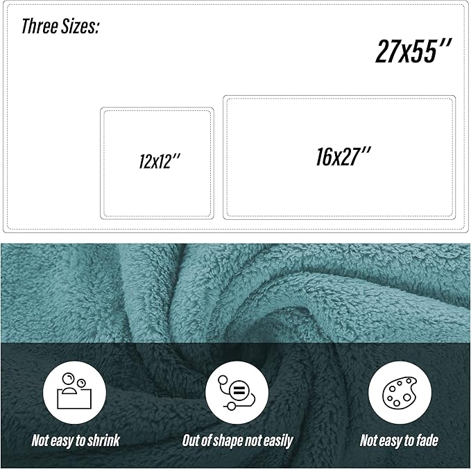 MOONQUEEN Ultra Soft Towel Set-Quick Drying - 2 Bath Towels 2 Hand Towels 2 Washcloths-Microfiber Coral Velvet Highly Absorbent Towel for Bath Fitness,Bathroom,Sports,Yoga, Travel(Teal, 6 Pcs)