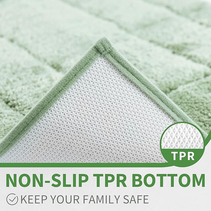 GRANNY SAYS Sage Green Bathroom Rugs Non Slip, 24" x 36", Large Bathroom Rugs Washable， Bath Rugs for Bath，Bath Mats for Bath Floor, Microfiber Bath Mat for Tub, Absorbent Shower Rug