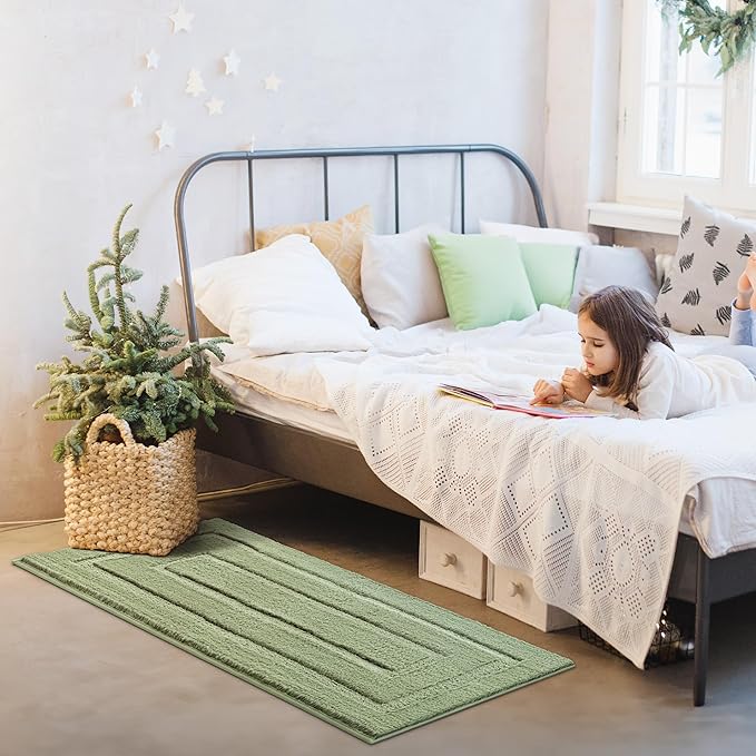 GRANNY SAYS Sage Green Bathroom Rugs Non Slip, 48" x 24", Small Bathroom Rugs Washable，Bath Rugs for Bath，Bath Mats for Bath Floor, Microfiber Bath Mat for Tub, Absorbent Shower Rug
