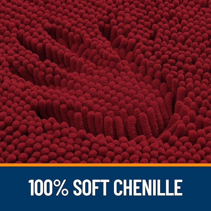 OLANLY Bathroom Rugs 40x24, Extra Soft Absorbent Chenille Bath Rugs, Rubber Backing Quick Dry, Machine Washable Bath Mats for Bathroom Floor, Tub and Shower, Home Decor Accessories, Red