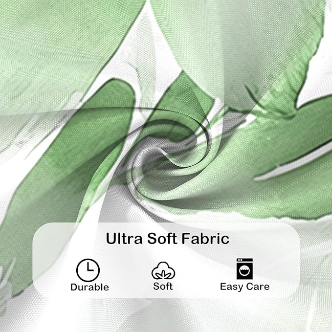 Floral Shower Curtain, Sage Green Watercolor Flower Shower Curtains for Bathroom, Modern Minimalist Waterproof Fabric Bath Curtain 72x72 Inch