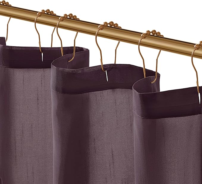 Madison Park Laurel Semi-Sheer Plum Shower Curtain Purple– Lightweight Faux Silk Fabric, 72x72 in, Light Filtering, Modern Style Bathroom Curtain Textured Tufting Detail Modern Mid-Century Bathroom Decor