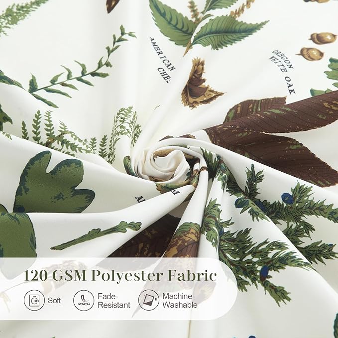 Green Brown Beige Pinecone Shower Curtain, Boho Pine Cones Leaf Plant Fabric Shower Curtain, Waterproof Rustic Cabin Decorative Botanical Bathroom Curtains, 72" W x 72" H