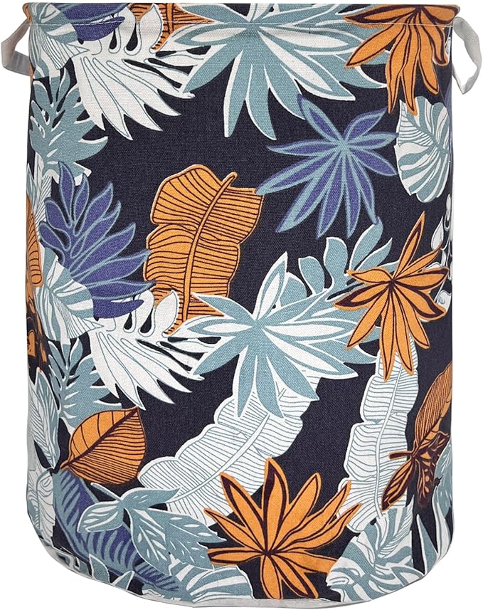 Merdes 19.7?€??€? Waterproof Foldable Laundry Hamper, Dirty Clothes Laundry Basket, Linen Bin Storage Organizer for Toy Collection (Plant Leaf)