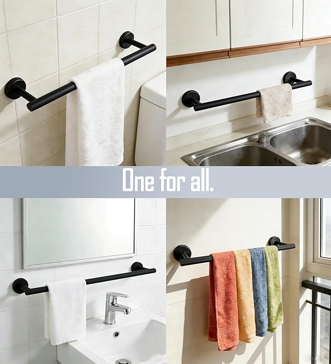 Towel Racks for Bathroom, Stainless Steel Towel Rack, Bathroom Towel Holder, Towel Bar for Bathroom Wall, Towel Holder for Bathroom Wall, Bathroom Towel Rack, Towel Bar, Bathroom Accessories (Black)