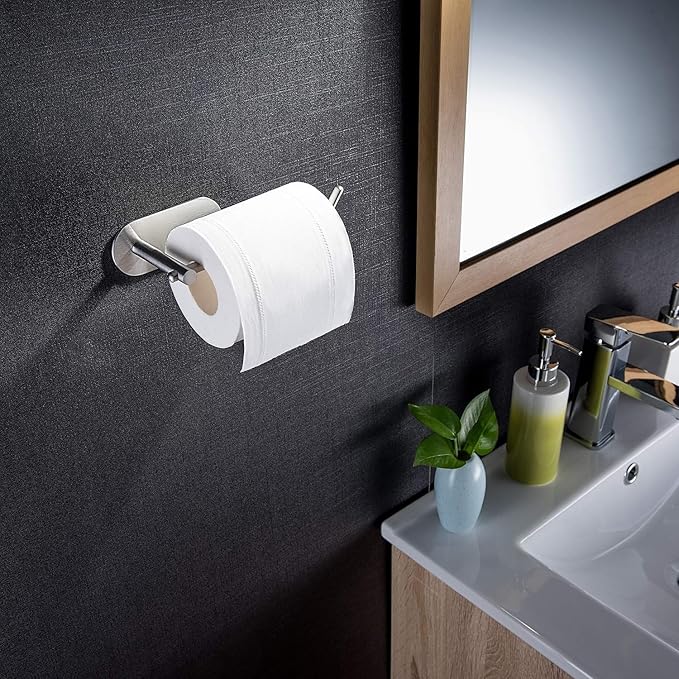 ZUNTO Hand Towel Holder for Bathroom, Self-Adhesive Hand Towel Rack for Wall - No Drilling Towel Ring SUS 304 Stainless Steel Brushed Silver