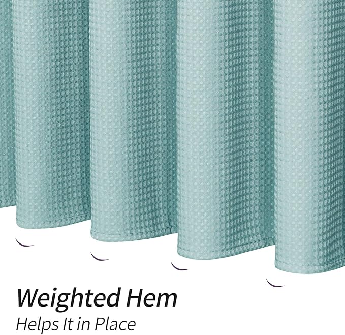 MitoVilla Teal Extra Long Shower Curtain 72 x 84, 84 inch XL Waffle Fabric Shower Curtains for Aqua Blue Modern Bathroom Decor, Waffle Weave Textured Shower Curtain 84 inch, Teal/Turquoise