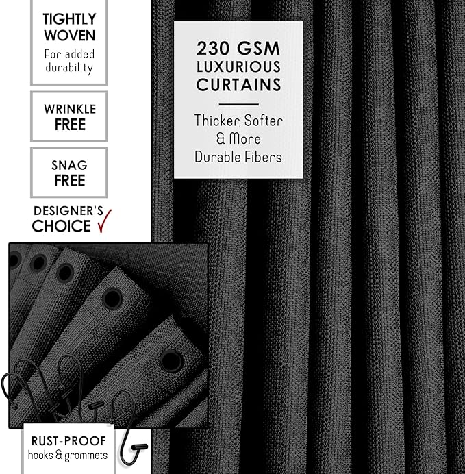 Clara Clark Coal Black Bathroom Set - Bathroom Sets with Shower Curtain and Rugs, 26PC Bathroom Accessory Set, Shower Curtain Set with Adhesive Corner Shower Caddy Hanging & Soap Dispenser