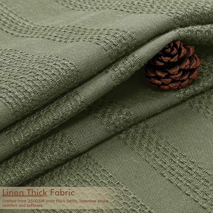OVZME Extra Long Sage Green Shower Curtain 96 Inch Long, Boho Linen Textured Soft Fabric Heavy Duty Cloth Bathroom Shower Curtain with Tassel, Tall Farmhouse Luxury Bath Decor, 72Wx96L Inches