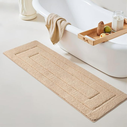 GRANNY SAYS Khaki Bathroom Rugs Non Slip, 59" x 20, Small Bathroom Rugs Washable，Bath Mats for Floor, Microfiber Bath Mat for Tub, Absorbent Shower Rug