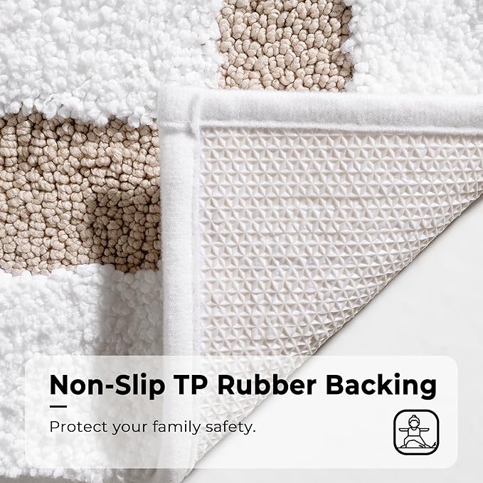 GRANNY SAYS Microfiber Bathroom Rugs Non Slip Washable, Water Absorbent Bathroom Mats for Tub, Soft Bath Mats for Bath Floor & Shower, Bath Rug, 20" x 32", Khaki Bath Rugs