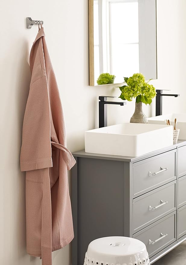 Amerock BH36050G10 | Brushed Nickel Double Robe Hook | 2-15/16 in. (75 mm) Length Towel Holder | Davenport | Towel Hook for Bathroom | Bathroom Hardware | Bath Accessories