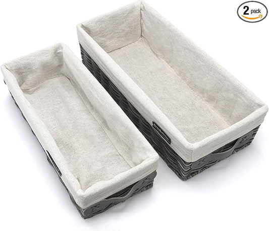 Brookstone Wicker Shelf Storage Basket Decorative Shelf Bin, bathroom organizers and storage, Boho Living Room Decor, Spring Storage 2026-2 Piece Set