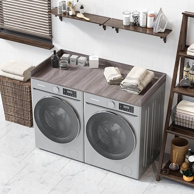 OfficeSimpli Washer Dryer Countertop, Made in USA, Non-Slip Pads, Laundry Room Wood Topper, Washer Dryer Cover for Top, Laundry Countertop, Laminate Finish (Iconic Maple, Extra Large (30" x 58"))