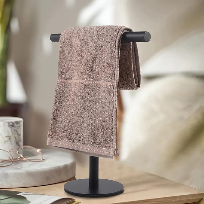 Bathroom Hand Towel Holder Stand???T-Shape Hand Towel Holder Stand SUS304 Stainless Steel Matte Black for Bathroom???Kitchen or Vanity Countertop
