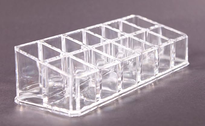 Clear Acrylic Makeup Case and Lipstick or Brush Holder with 12 Compartments