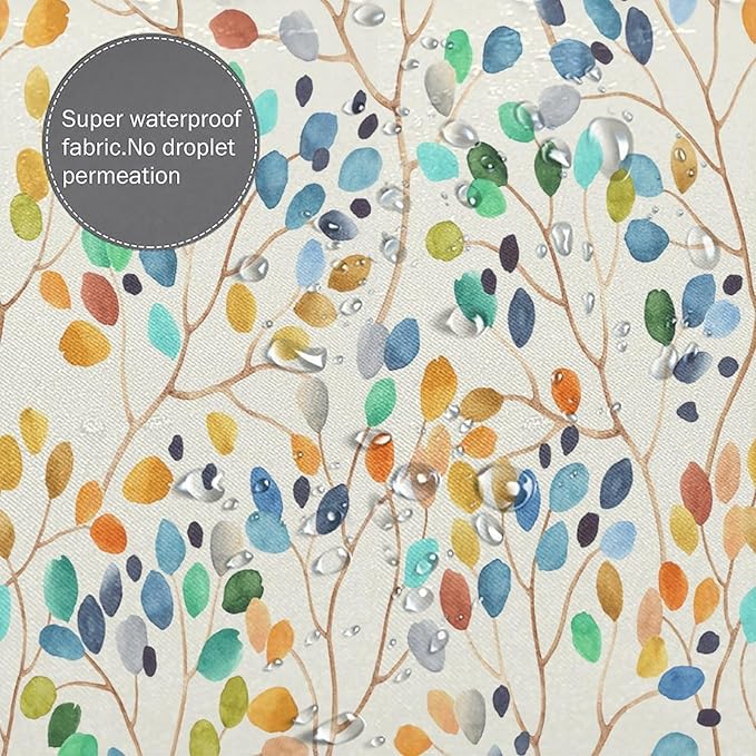 Boho Floral Shower Curtain, Spring Colorful Botanical Flower Leaves Bohemian Fabric Shower Curtain Set with 12 Hooks, Bathroom Bathtub Decor Cloth Curtain 72x84 Inches(183x214cm), Style-11