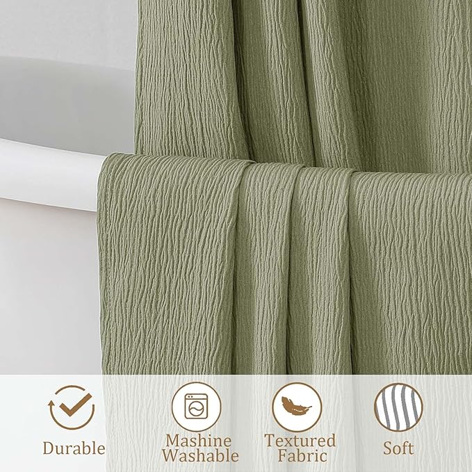 Aiyufeng 3D Textured Green Small Shower Curtain for Bathroom, Fabric Shower Curtain Heavy Duty Cloth, Stall Size Narrow Bathroom Curtains, Machine Washable, 36x72 Inches