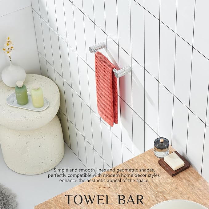 KOKOSIRI Towel Ring Chrome 9-Inch Hand Towel Holder Rack Contemporary Bathroom Hardware Accessories Wall Mounted Polished Stainless Steel, B4007CH-L9