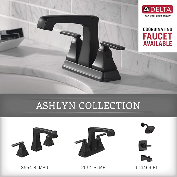 DELTA FAUCET Rubber Limited 76424-BL Ashlyn 24-in Wall Mount Towel Bar Bath Hardware Accessory in Matte Black