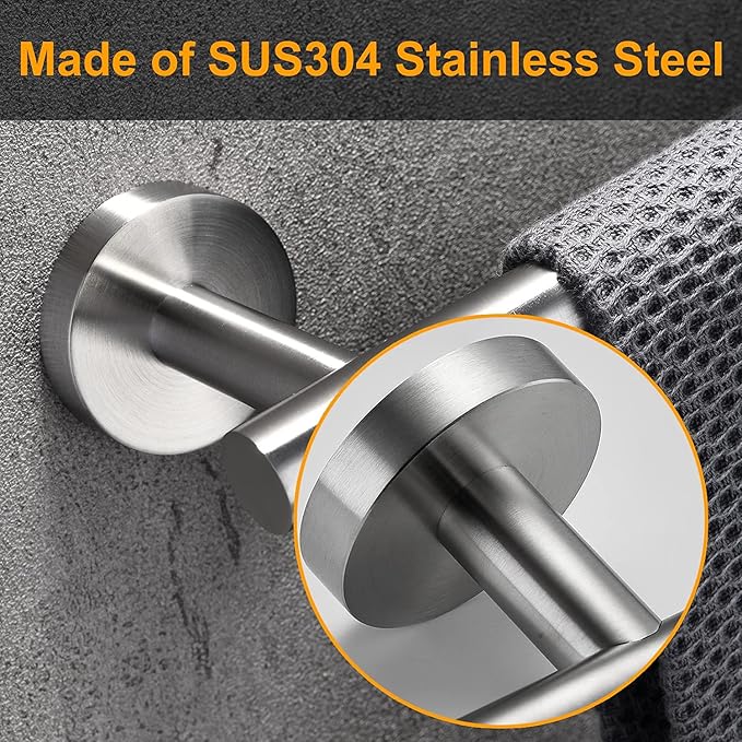 Nolimas Brushed Nickel Bath Towel Bar Single Bars Towel Rack Rod Classic Wall Mounted Stainless Steel Bathroom Toilet Kitchen Towel Bar Towel Shelf Single Layer,16inch-2 Pack