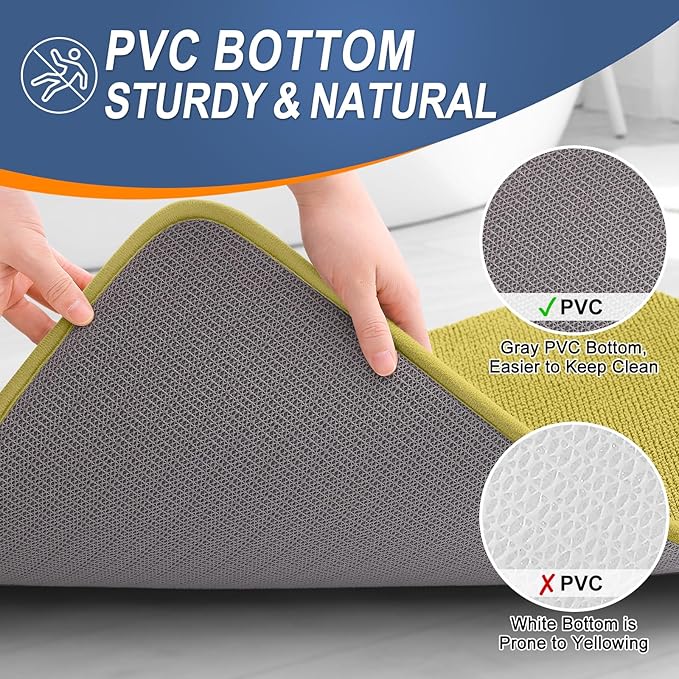OLANLY Thick Memory Foam Bath Mat Rug 24x16, Extra Soft Absorbent Bathroom Rug, Quick Dry Bath Mat, Non-Slip, Machine Washable Carpet for Bathroom, Tub and Shower, Home Decor Accessories, Deep Mustard
