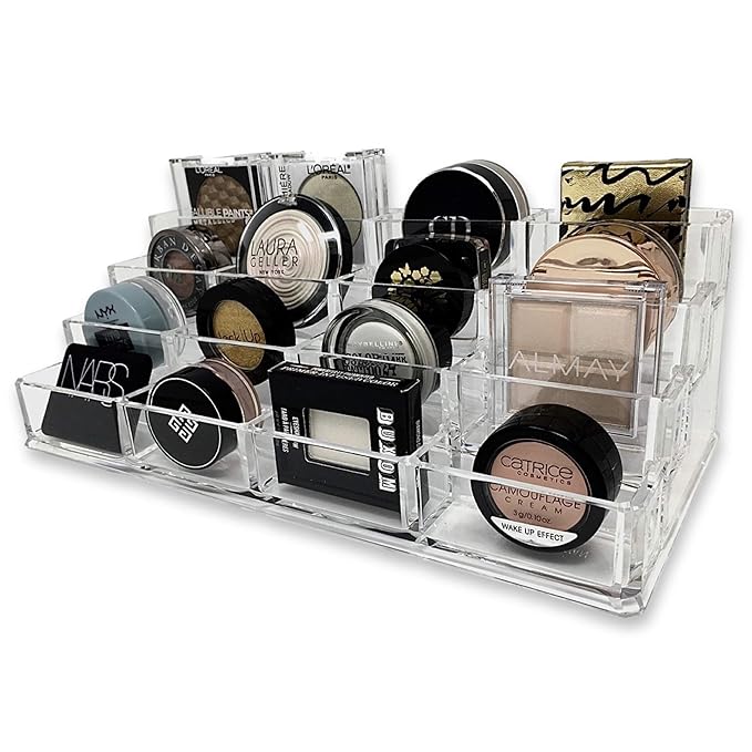 byAlegory Tiered Eyeshadow Makeup Organizer | 16 Space Cosmetic Storage, 4 Tiers (CLEAR)